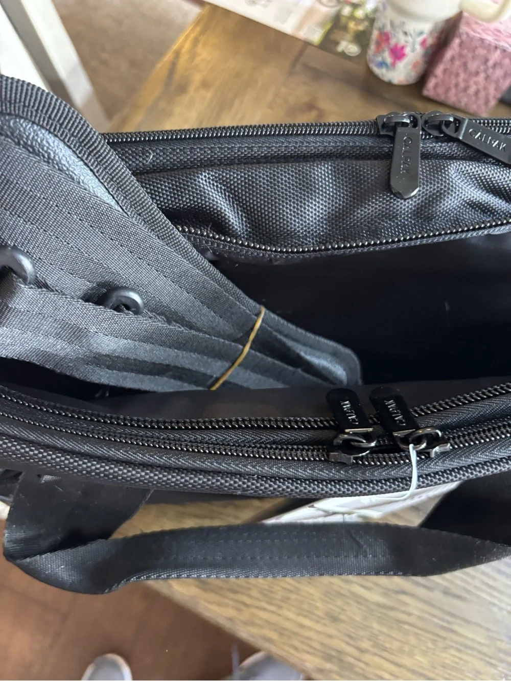Calpak black Men's Laptop Briefcase with Front Zip Pocket